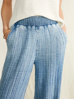 Pants|Swim^Faherty Brand Dream Cotton Gauze Wide Leg Pant - Light Indigo Wash