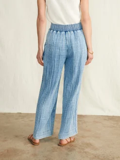 Pants|Swim^Faherty Brand Dream Cotton Gauze Wide Leg Pant - Light Indigo Wash