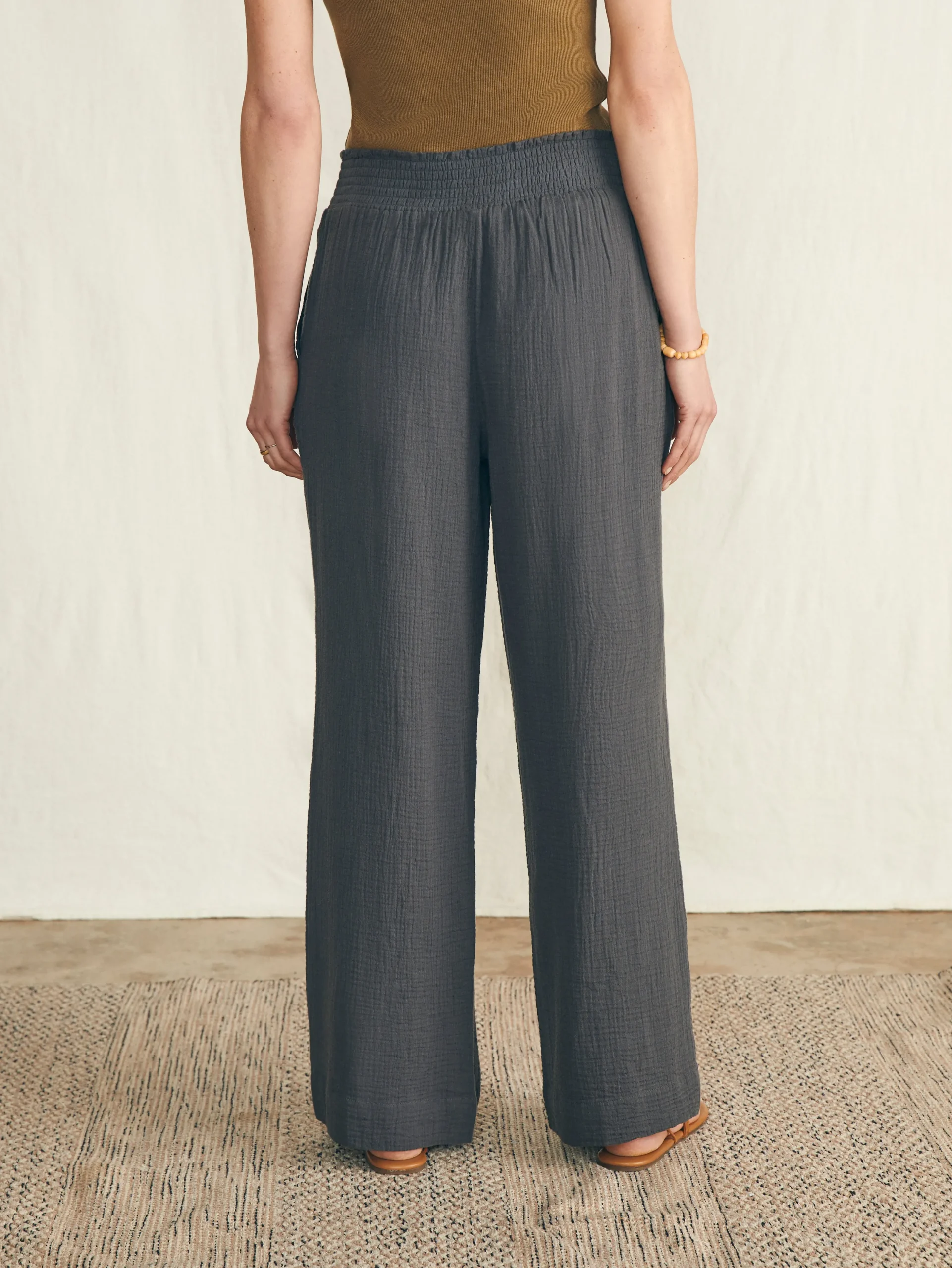 Pants|Swim^Faherty Brand Dream Cotton Gauze Wide Leg Pant - Washed Black