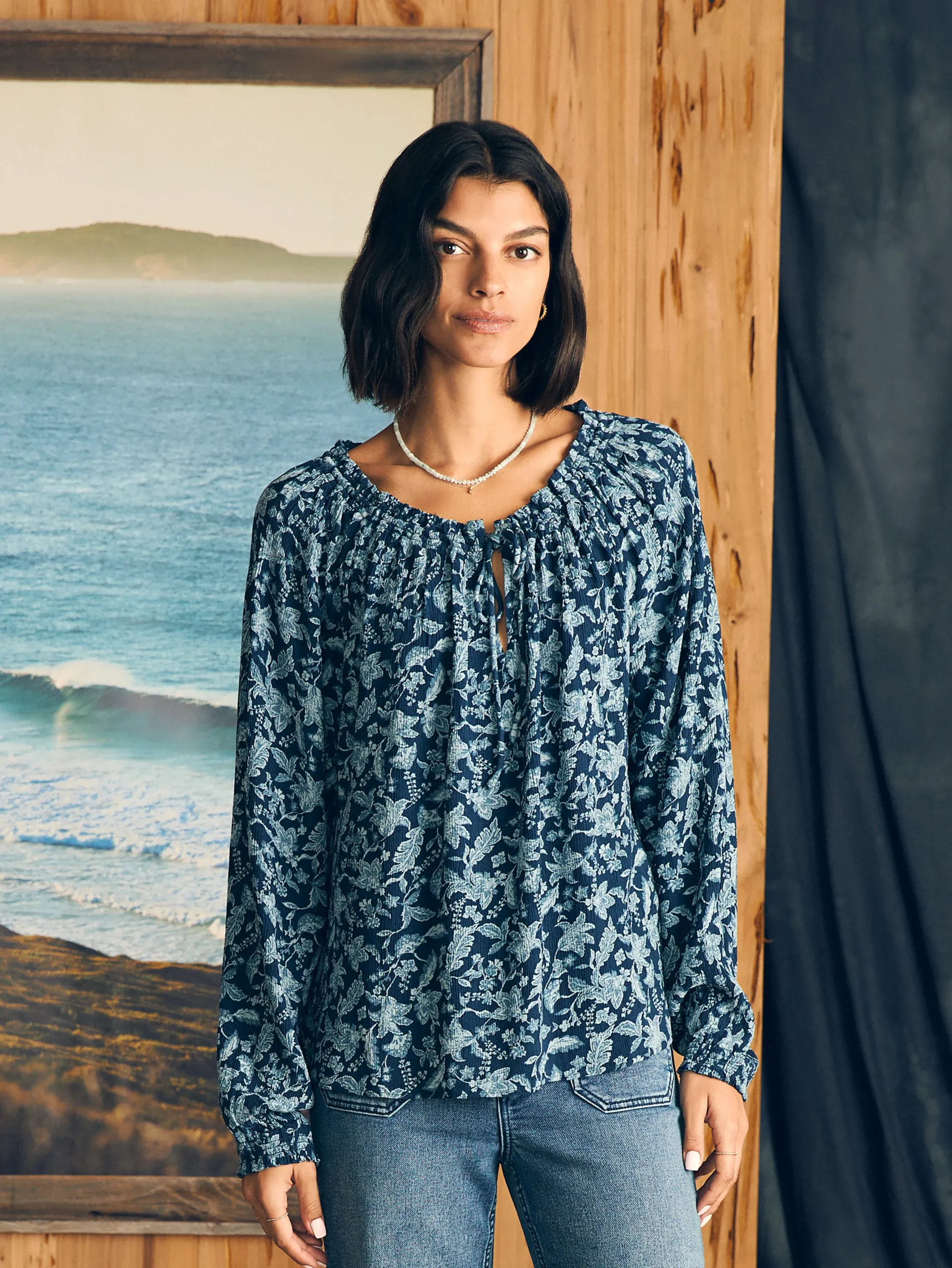 Shirts & Tops^Faherty Brand Emery Top - Blue Esna Floral