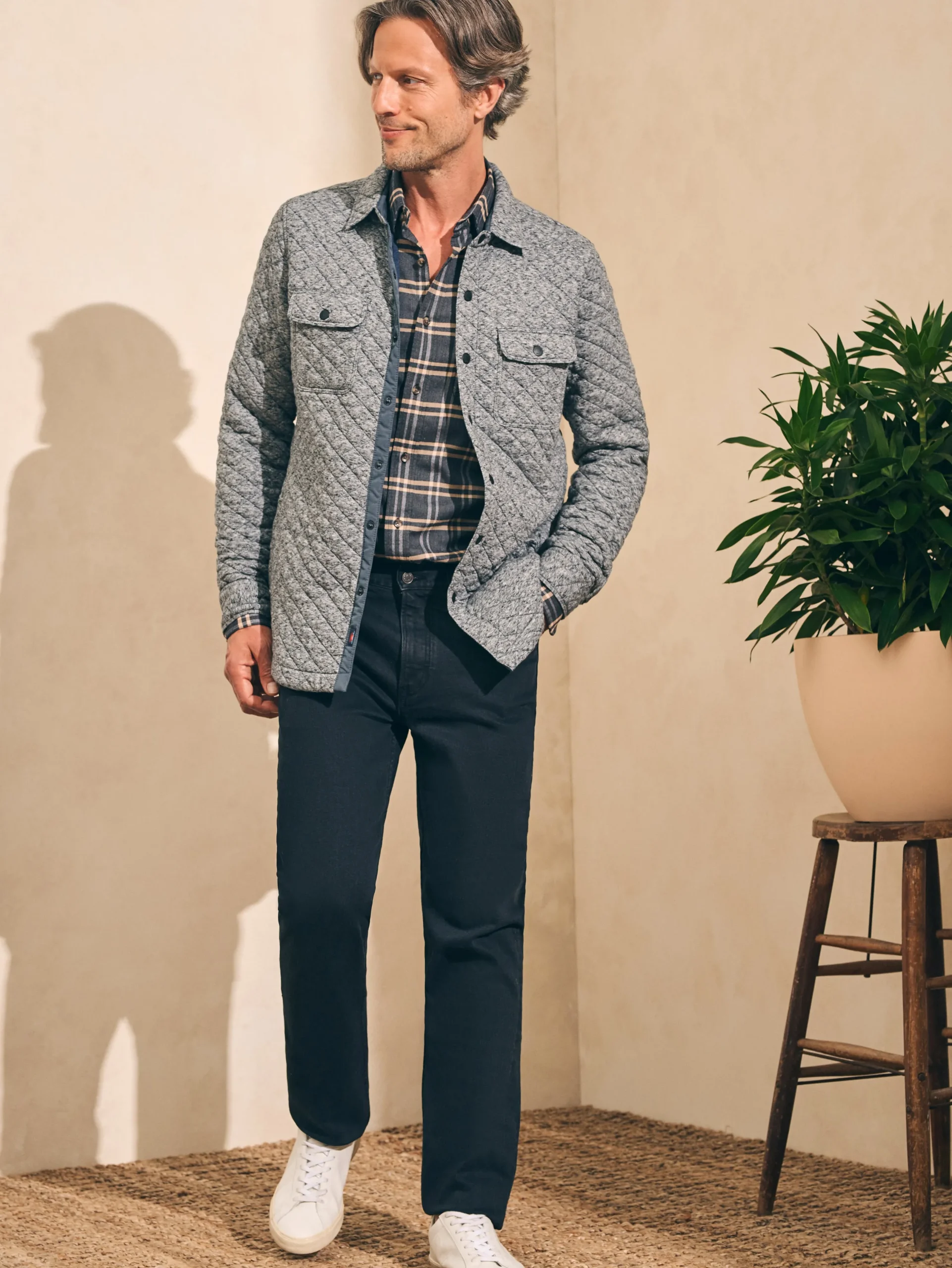 Jackets & Vests^Faherty Brand Epic Quilted Fleece CPO - Carbon Melange