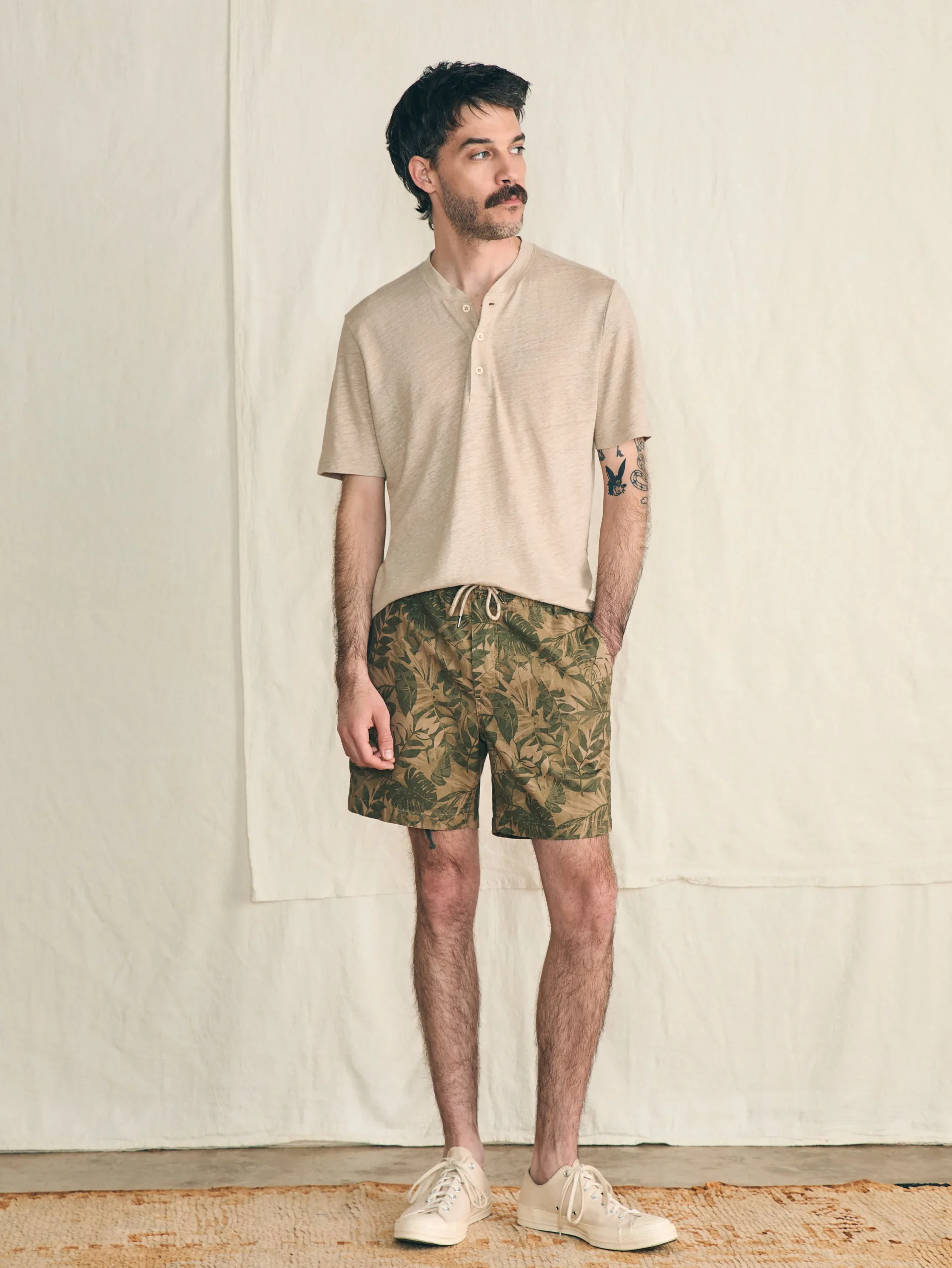Shorts^Faherty Brand Essential Drawstring Short (6.5" Inseam) - Olive Jungle Tropical