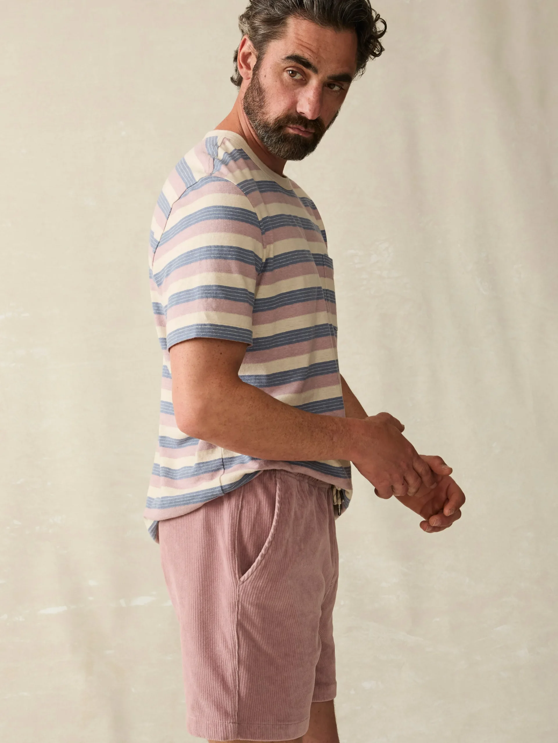 Shorts^Faherty Brand Essential Italian Knit Cord Short (6" Inseam) - Dusty Plum