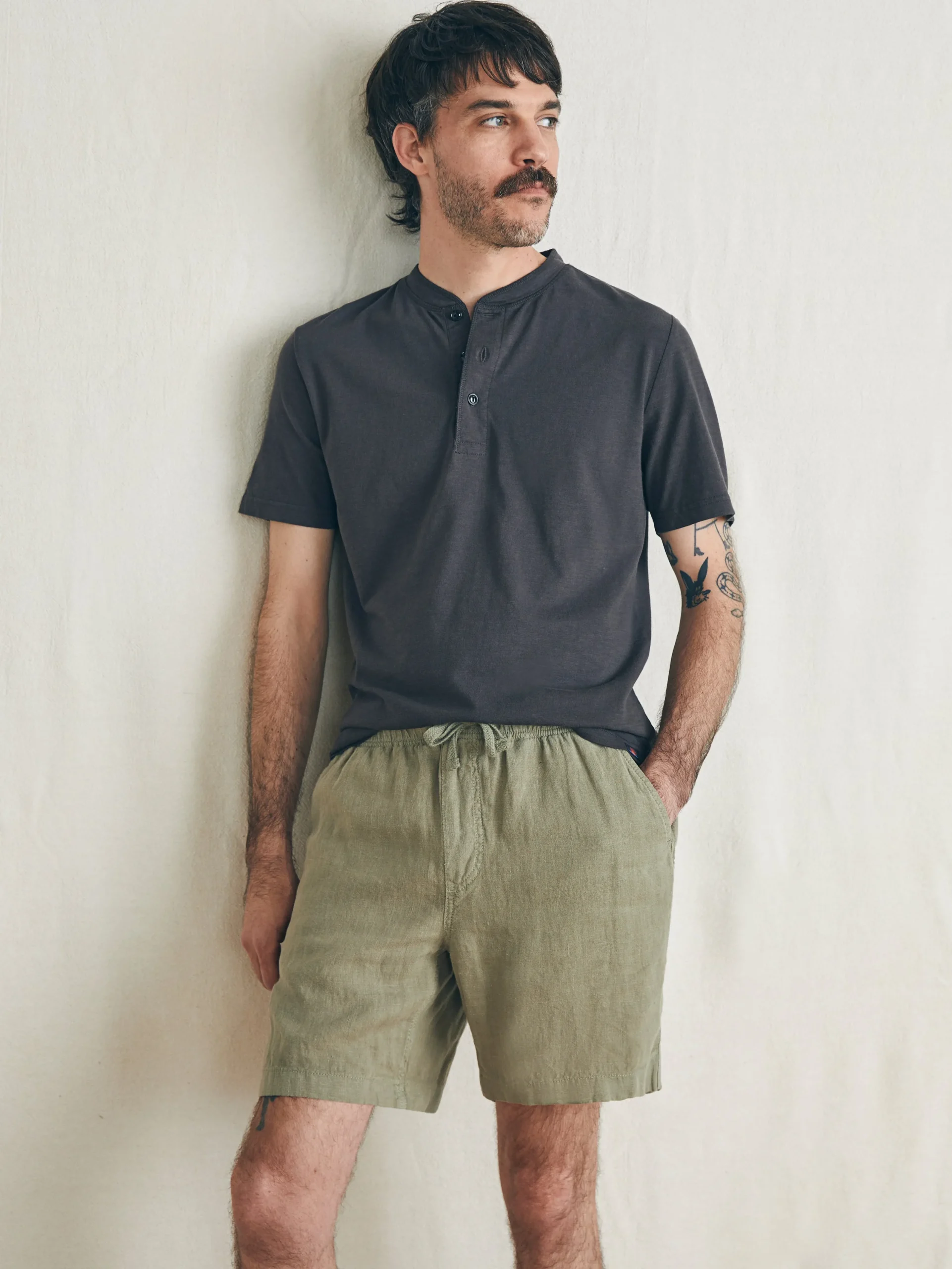 Shorts^Faherty Brand Essential Linen Short (6.5" Inseam) - Canyon Olive
