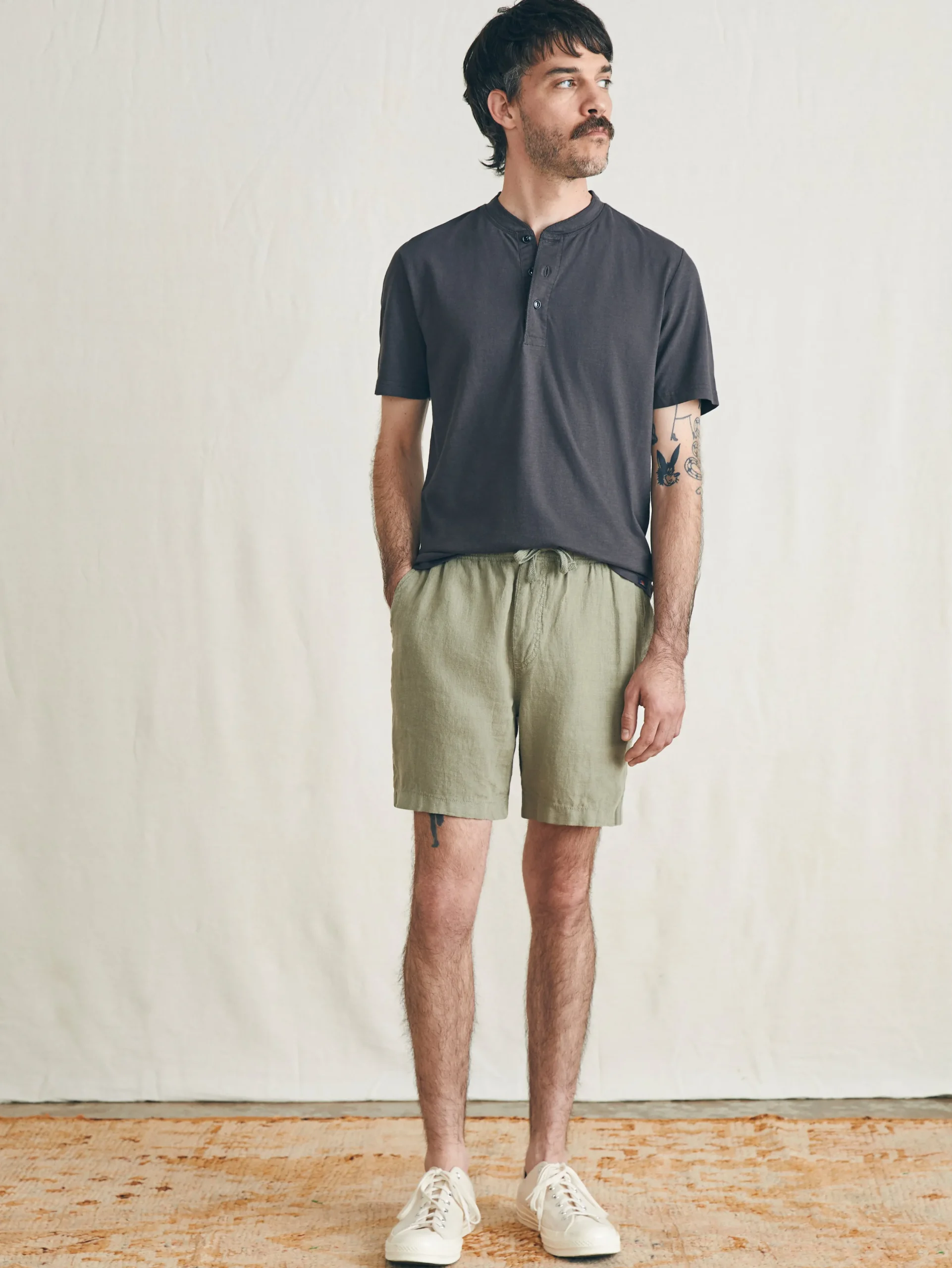 Shorts^Faherty Brand Essential Linen Short (6.5" Inseam) - Canyon Olive