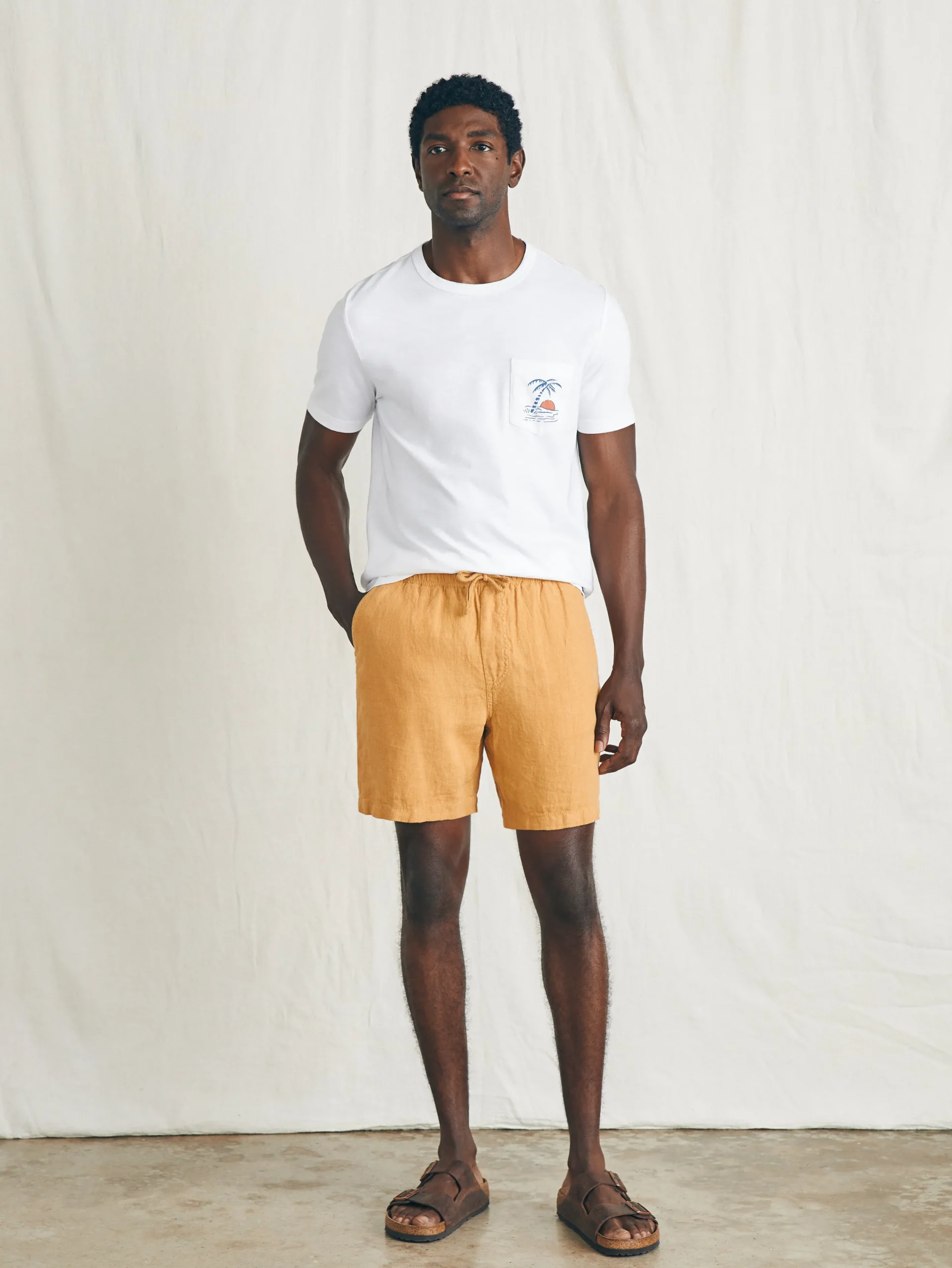 Shorts^Faherty Brand Essential Linen Short (6.5" Inseam) - Sunset Gold