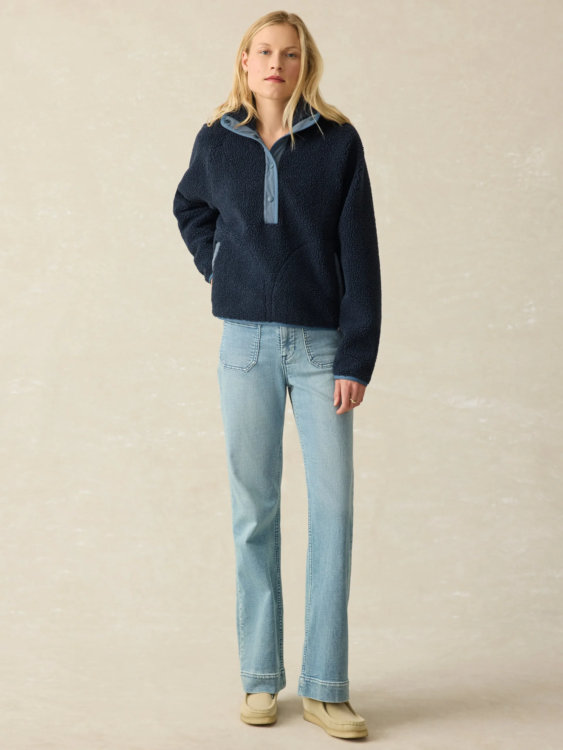 Blazers & Outerwear^Faherty Brand Fireside Fleece Popover - Dark Sapphire