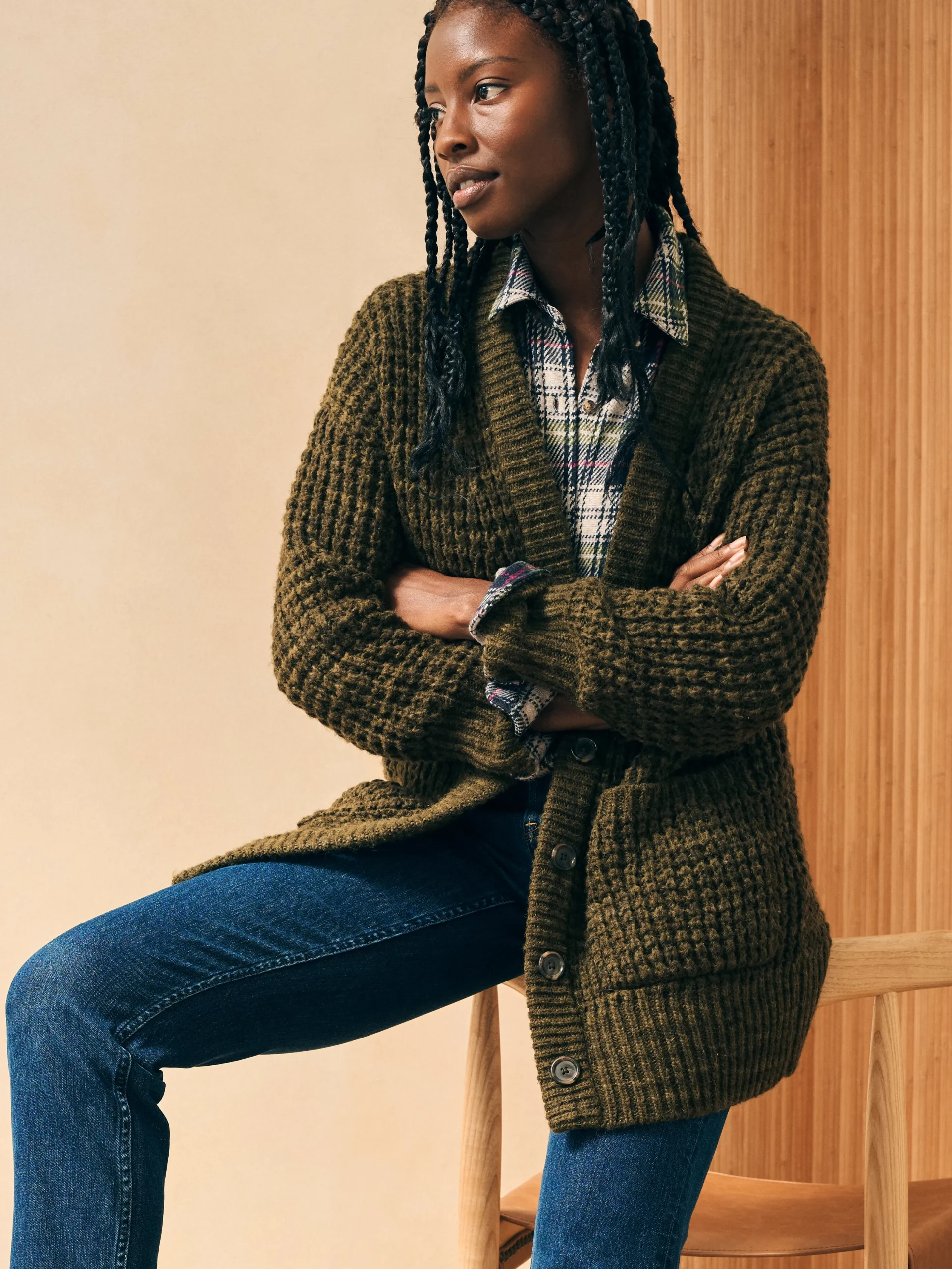 Sweaters^Faherty Brand Frost Waffle Cardigan - Olive
