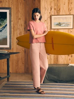 Pants|Jeans^Faherty Brand Harbor Crop Jean - Clay Pink Wash