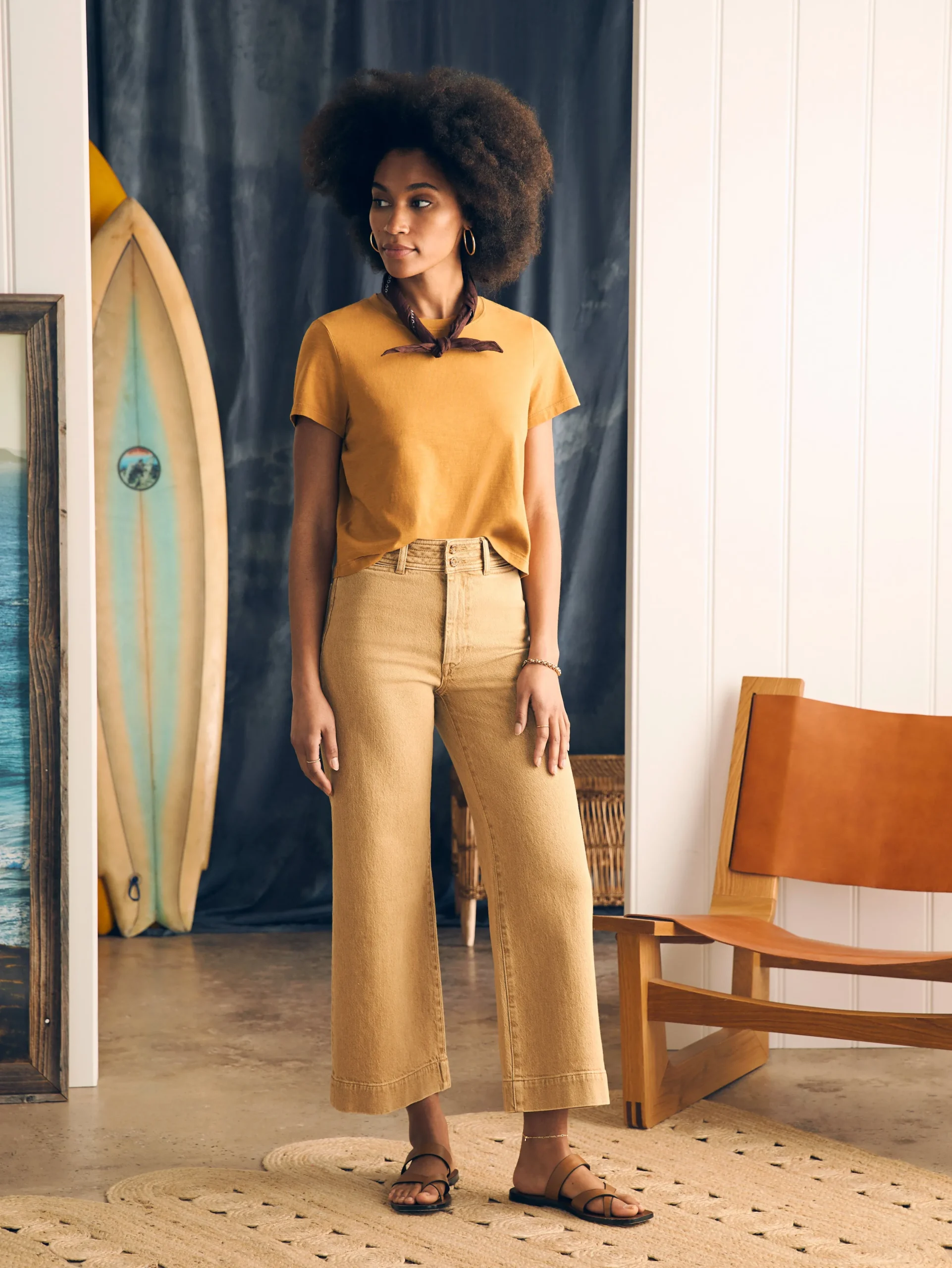 Pants|Jeans^Faherty Brand Harbor Crop Jean - Gilded Sand Wash
