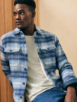 Jackets & Vests^Faherty Brand High Pile Fleece Lined Wool CPO - Mountain Mist Plaid