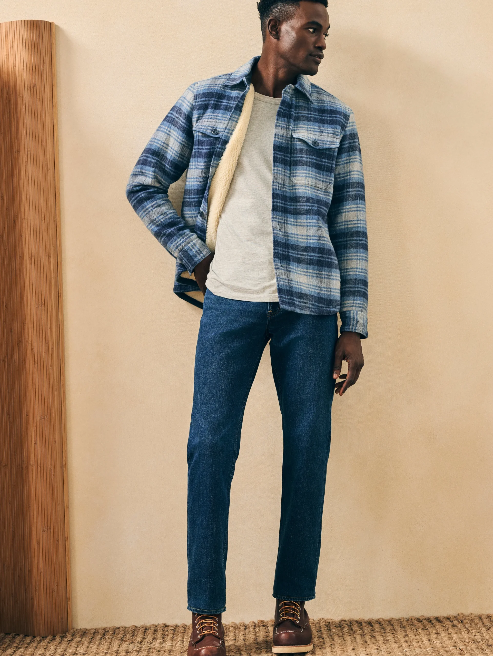 Jackets & Vests^Faherty Brand High Pile Fleece Lined Wool CPO - Mountain Mist Plaid