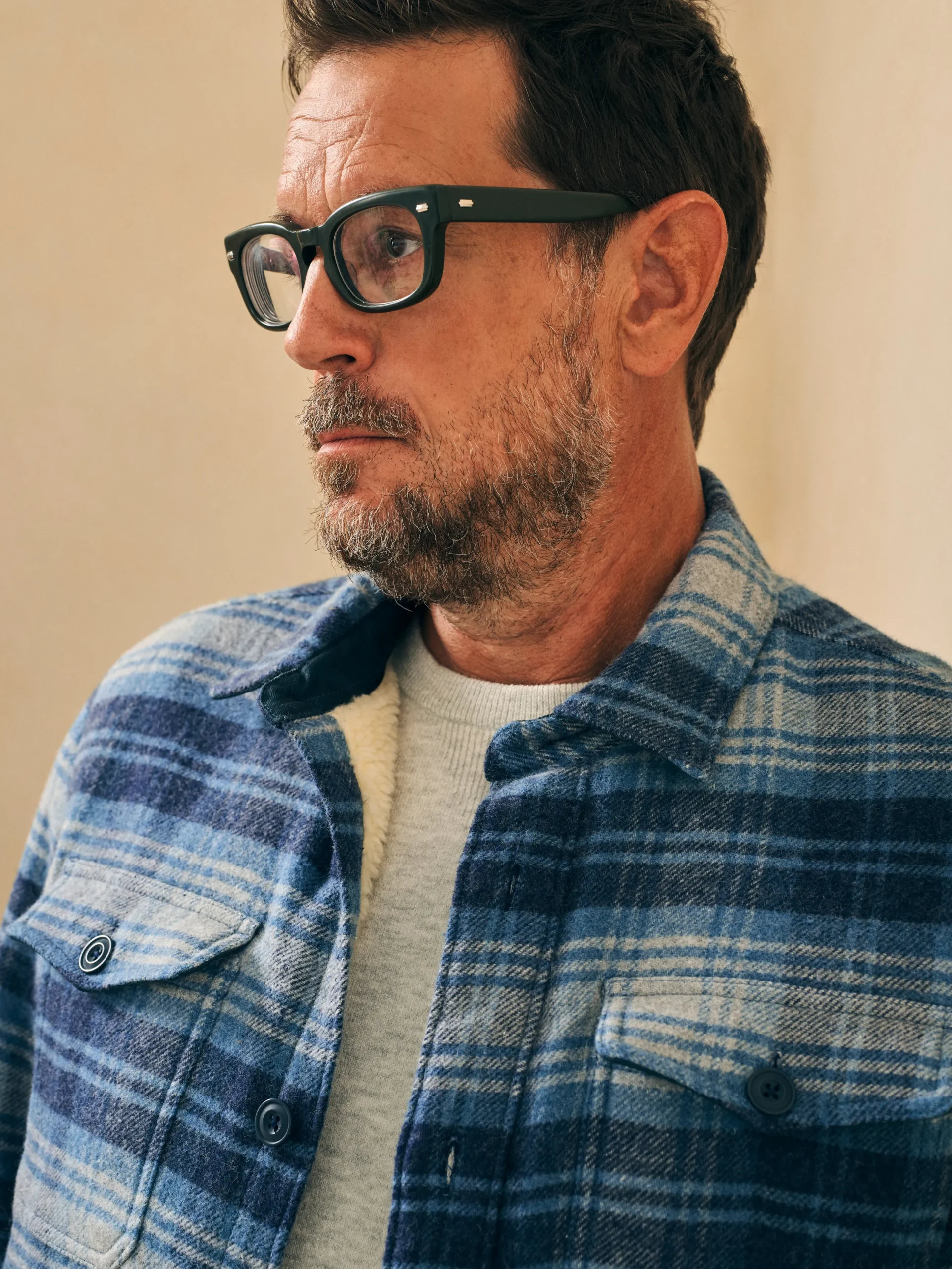 Jackets & Vests^Faherty Brand High Pile Fleece Lined Wool CPO - Mountain Mist Plaid