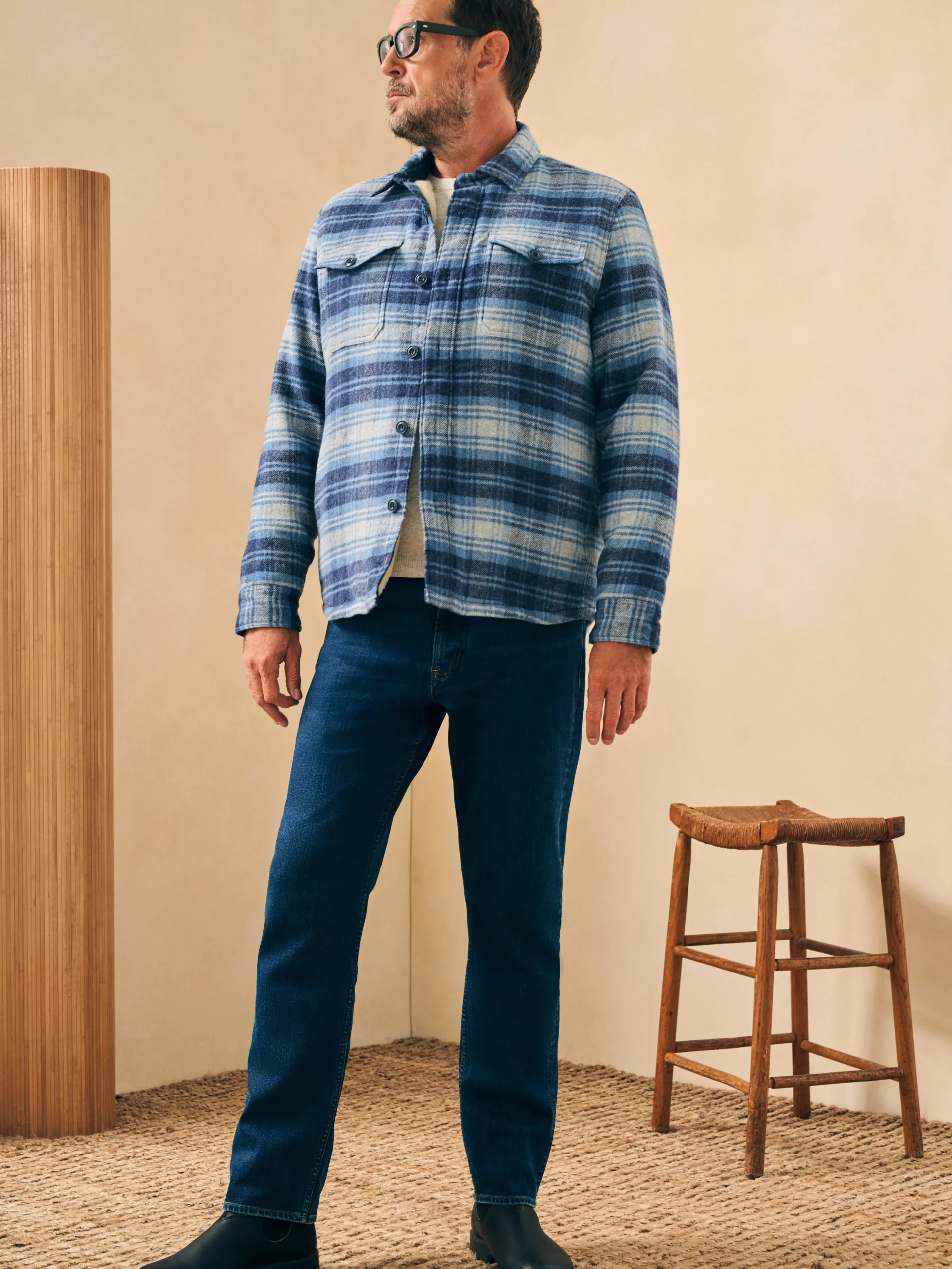 Jackets & Vests^Faherty Brand High Pile Fleece Lined Wool CPO - Mountain Mist Plaid