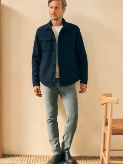 Jackets & Vests^Faherty Brand High Pile Fleece Lined Wool CPO - Navy Shadow Twill