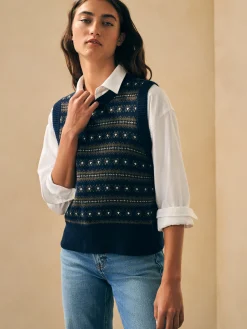 Sweaters^Faherty Brand Highland Fair Isle Sweater Vest - Navy Multi