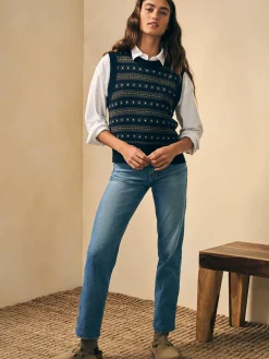 Sweaters^Faherty Brand Highland Fair Isle Sweater Vest - Navy Multi