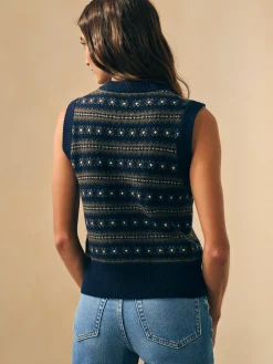 Sweaters^Faherty Brand Highland Fair Isle Sweater Vest - Navy Multi