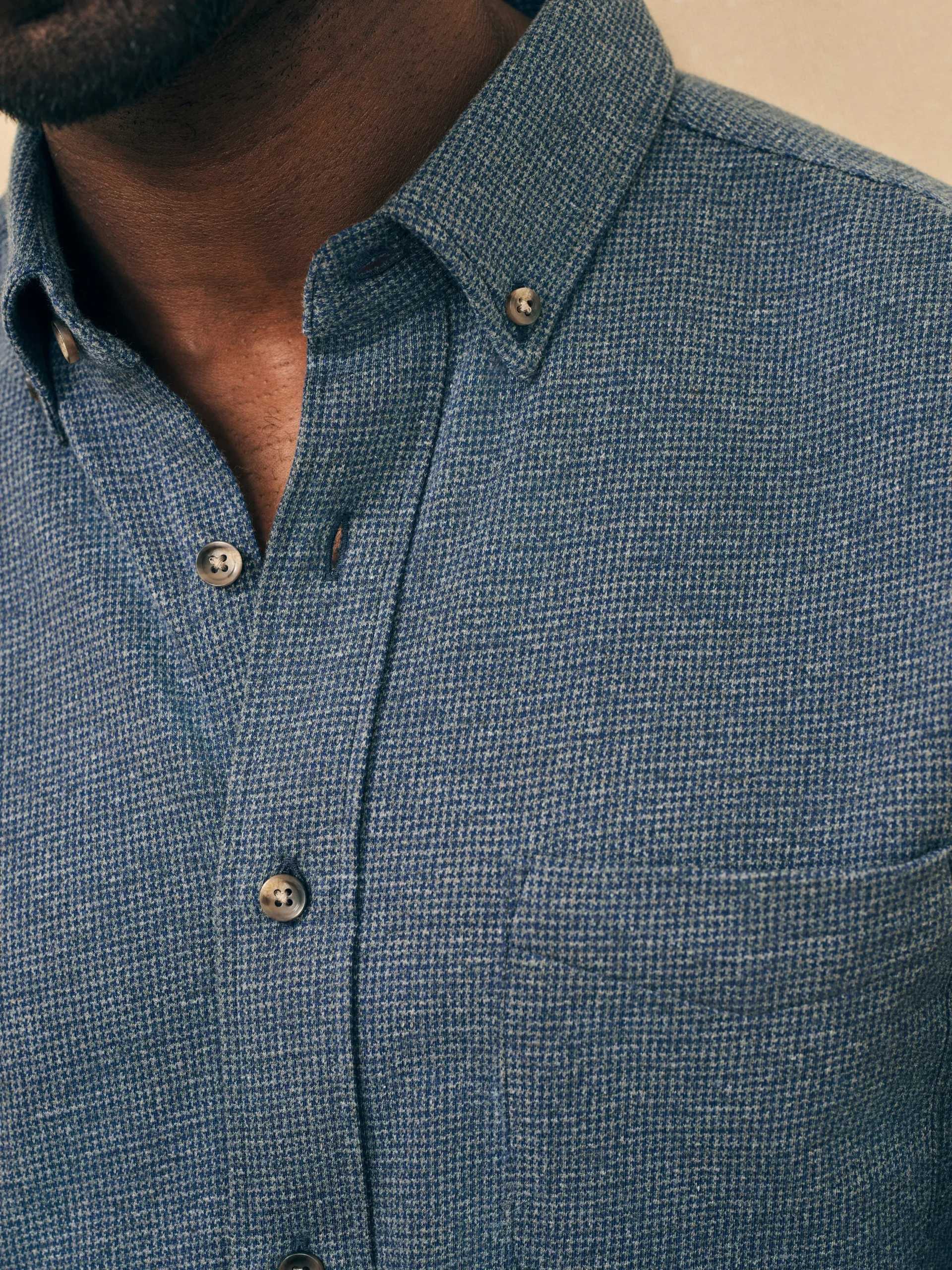 Shirts^Faherty Brand Houndstooth Knit Shirt - Navy Houndstooth