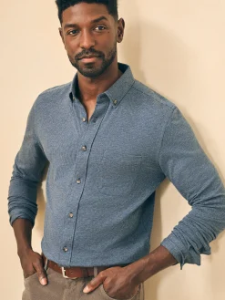 Shirts^Faherty Brand Houndstooth Knit Shirt - Navy Houndstooth