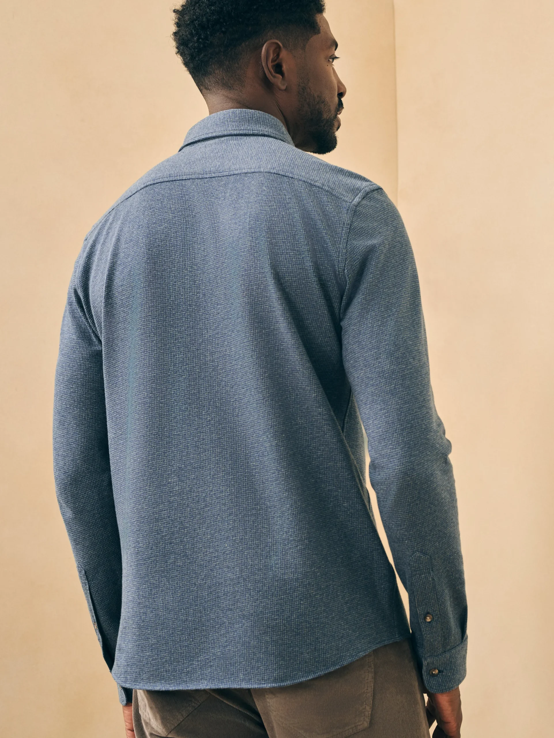 Shirts^Faherty Brand Houndstooth Knit Shirt - Navy Houndstooth