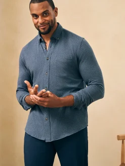 Shirts^Faherty Brand Houndstooth Knit Shirt - Navy Houndstooth