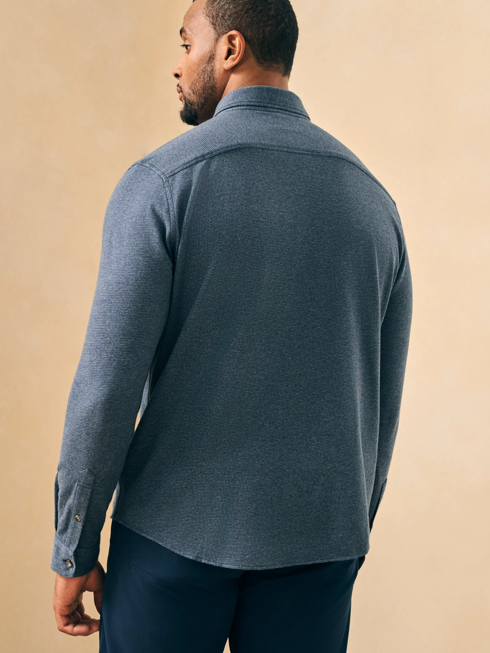 Shirts^Faherty Brand Houndstooth Knit Shirt - Navy Houndstooth