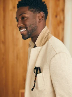 Blazers^Faherty Brand Inlet Knit Blazer - Khaki Fields Melange