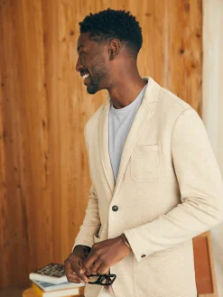 Blazers^Faherty Brand Inlet Knit Blazer - Khaki Fields Melange