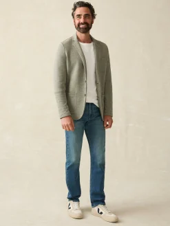 Blazers^Faherty Brand Inlet Knit Blazer - Olive Brush Melange