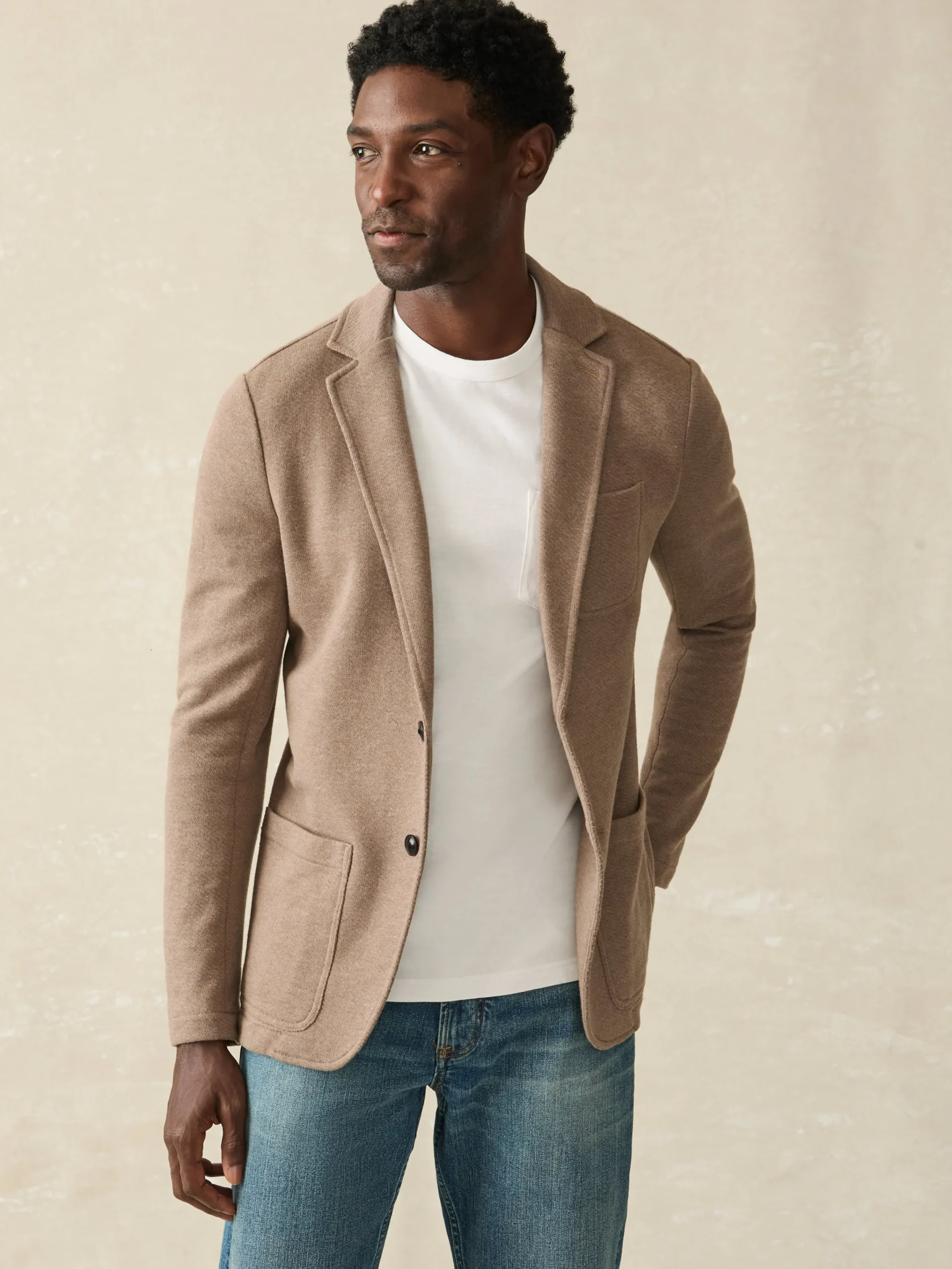 Blazers^Faherty Brand Inlet Knit Blazer - Walnut Melange