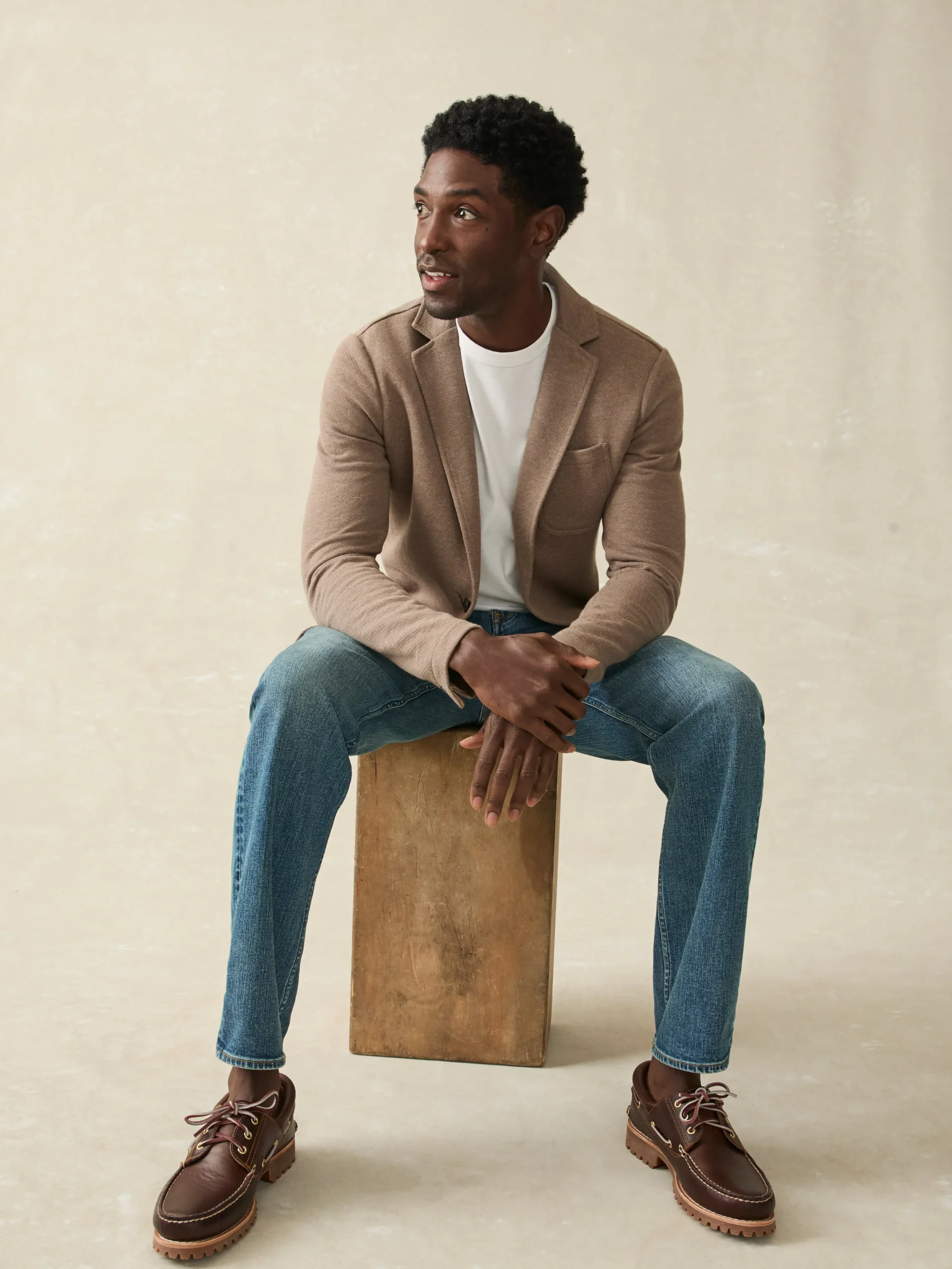 Blazers^Faherty Brand Inlet Knit Blazer - Walnut Melange