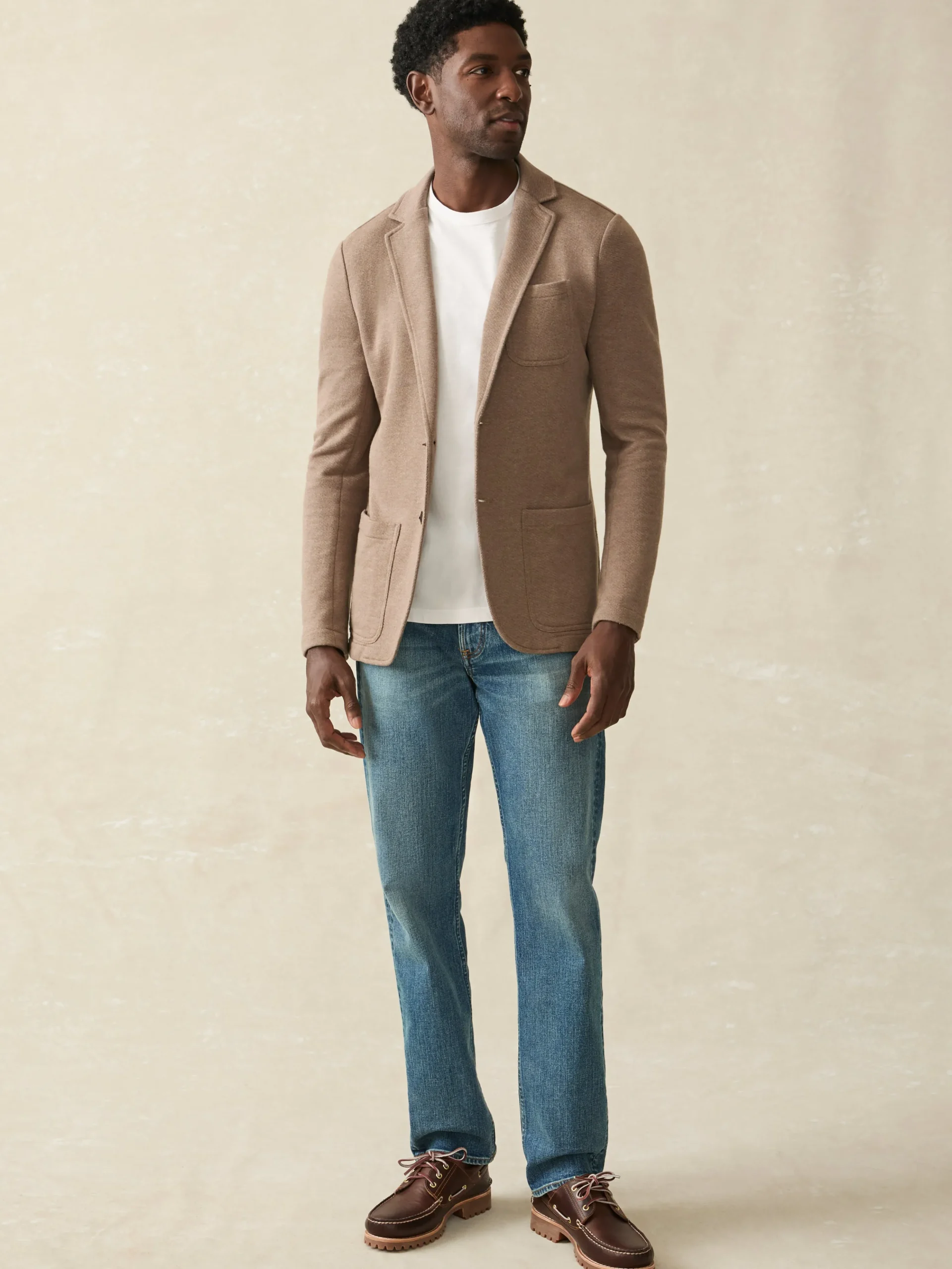 Blazers^Faherty Brand Inlet Knit Blazer - Walnut Melange