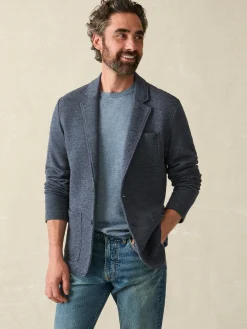 Blazers^Faherty Brand Inlet Knit Blazer (Short) - Deep Navy Melange