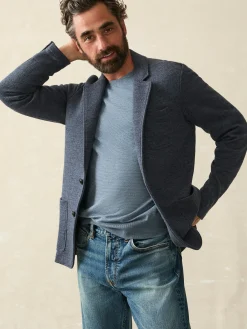 Blazers^Faherty Brand Inlet Knit Blazer (Short) - Deep Navy Melange