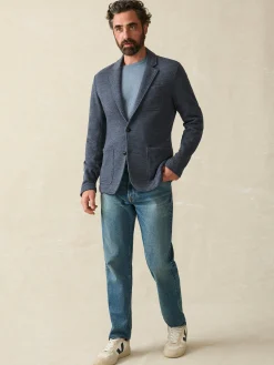 Blazers^Faherty Brand Inlet Knit Blazer (Tall) - Deep Navy Melange