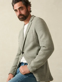 Blazers^Faherty Brand Inlet Knit Blazer (Tall) - Olive Brush Melange