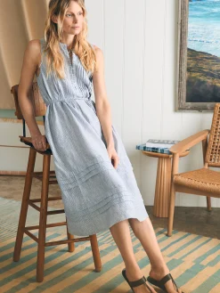 Dresses^Faherty Brand Isha Midi Dress - Blue Mini Stripe