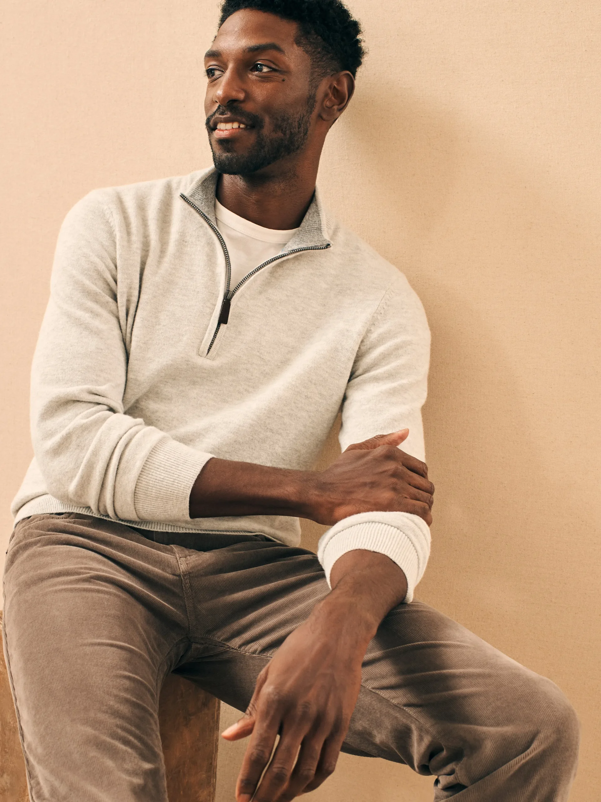 Sweaters^Faherty Brand Jackson Quarter Zip Sweater - Ivory Ice Heather