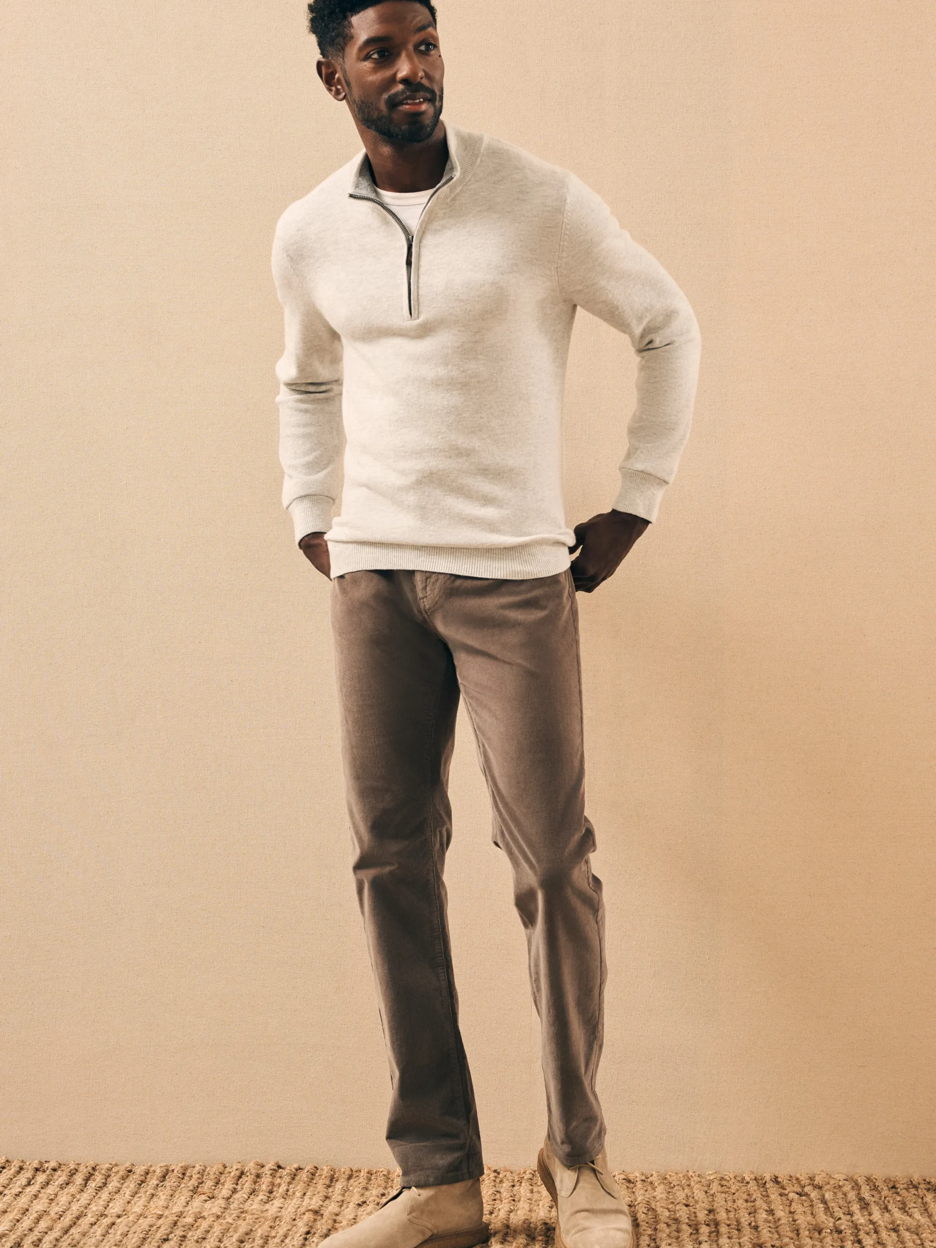 Sweaters^Faherty Brand Jackson Quarter Zip Sweater - Ivory Ice Heather