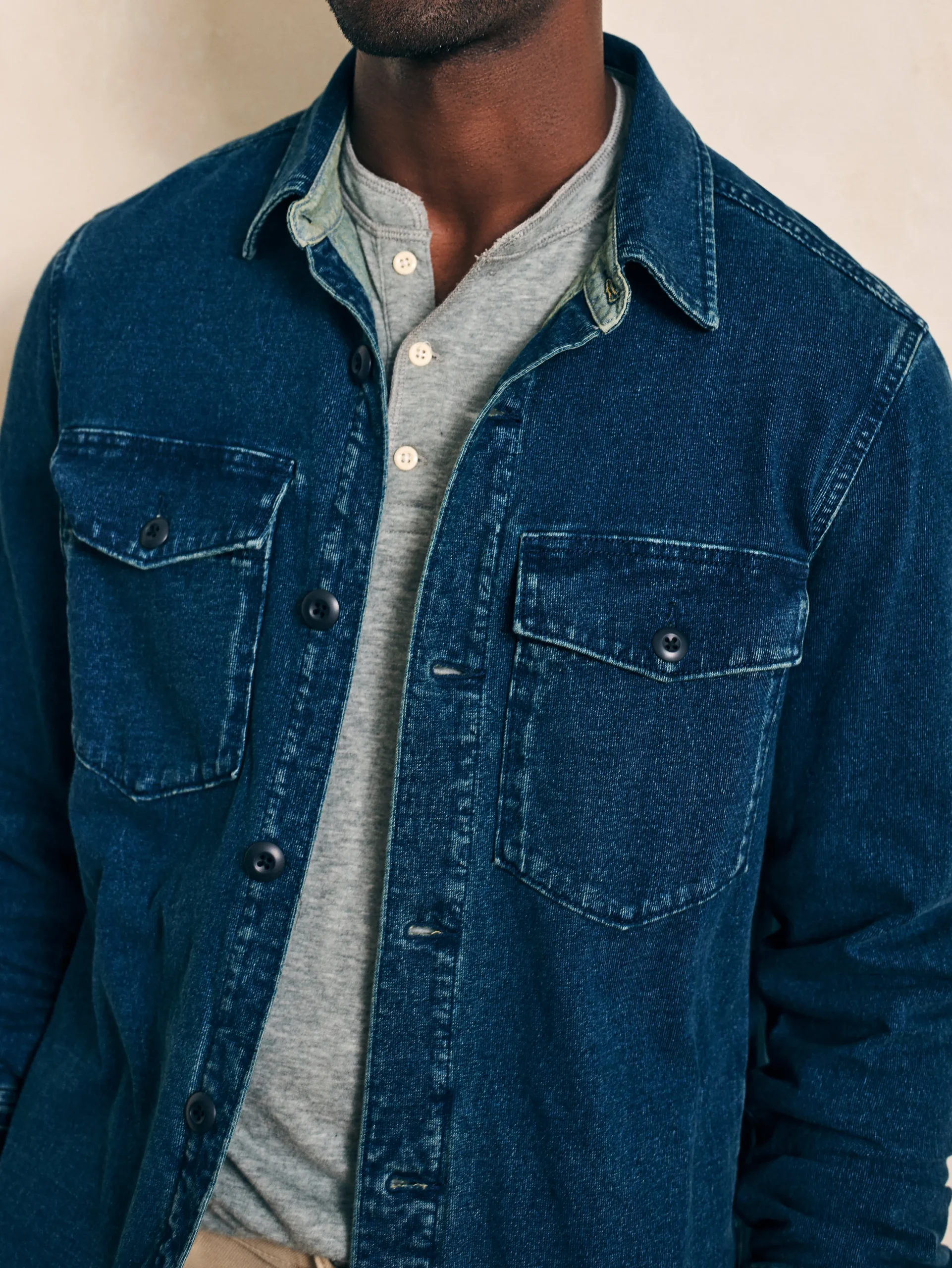 Jackets & Vests^Faherty Brand Jersey Shirt Jacket - Indigo
