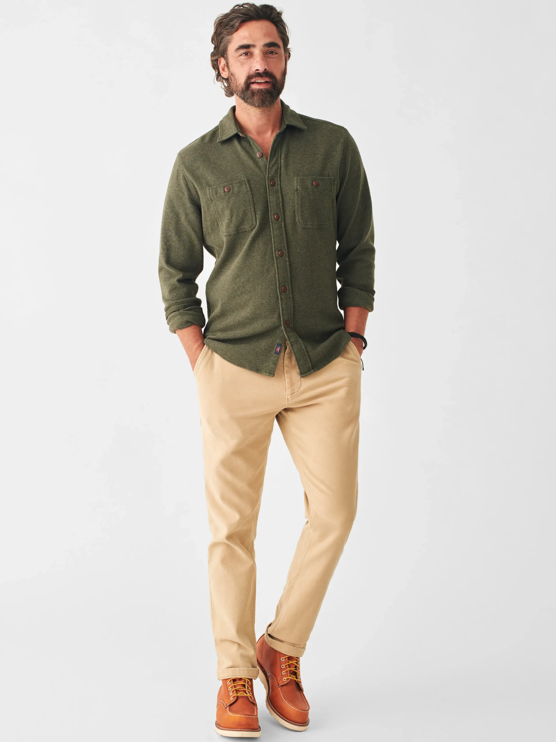 Shirts^Faherty Brand Knit Alpine Shirt - Olive Heather