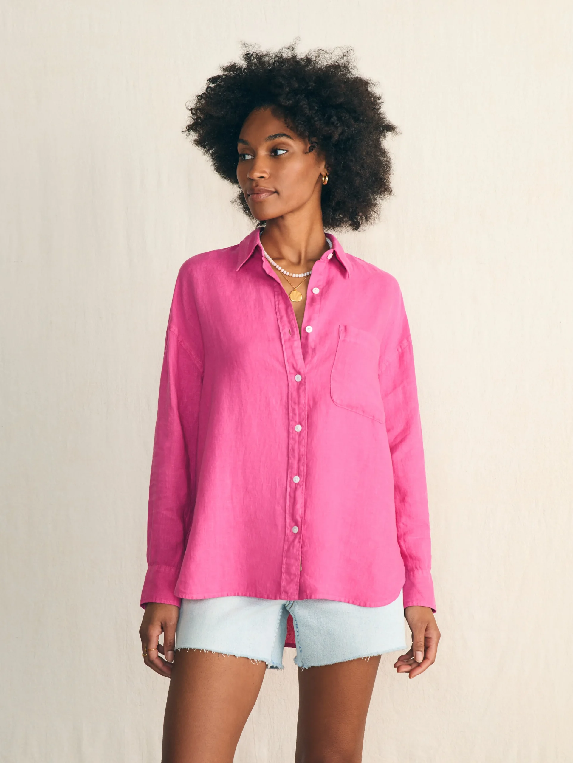 Shirts & Tops^Faherty Brand Laguna Linen Relaxed Shirt - Cone Flower