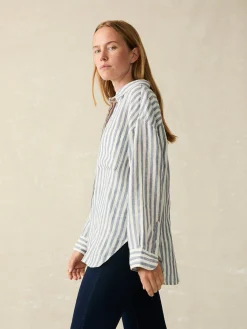 Shirts & Tops^Faherty Brand Laguna Linen Relaxed Shirt - Blue Lucy Stripe