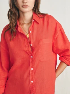 Shirts & Tops^Faherty Brand Laguna Linen Relaxed Shirt - Poppy Red