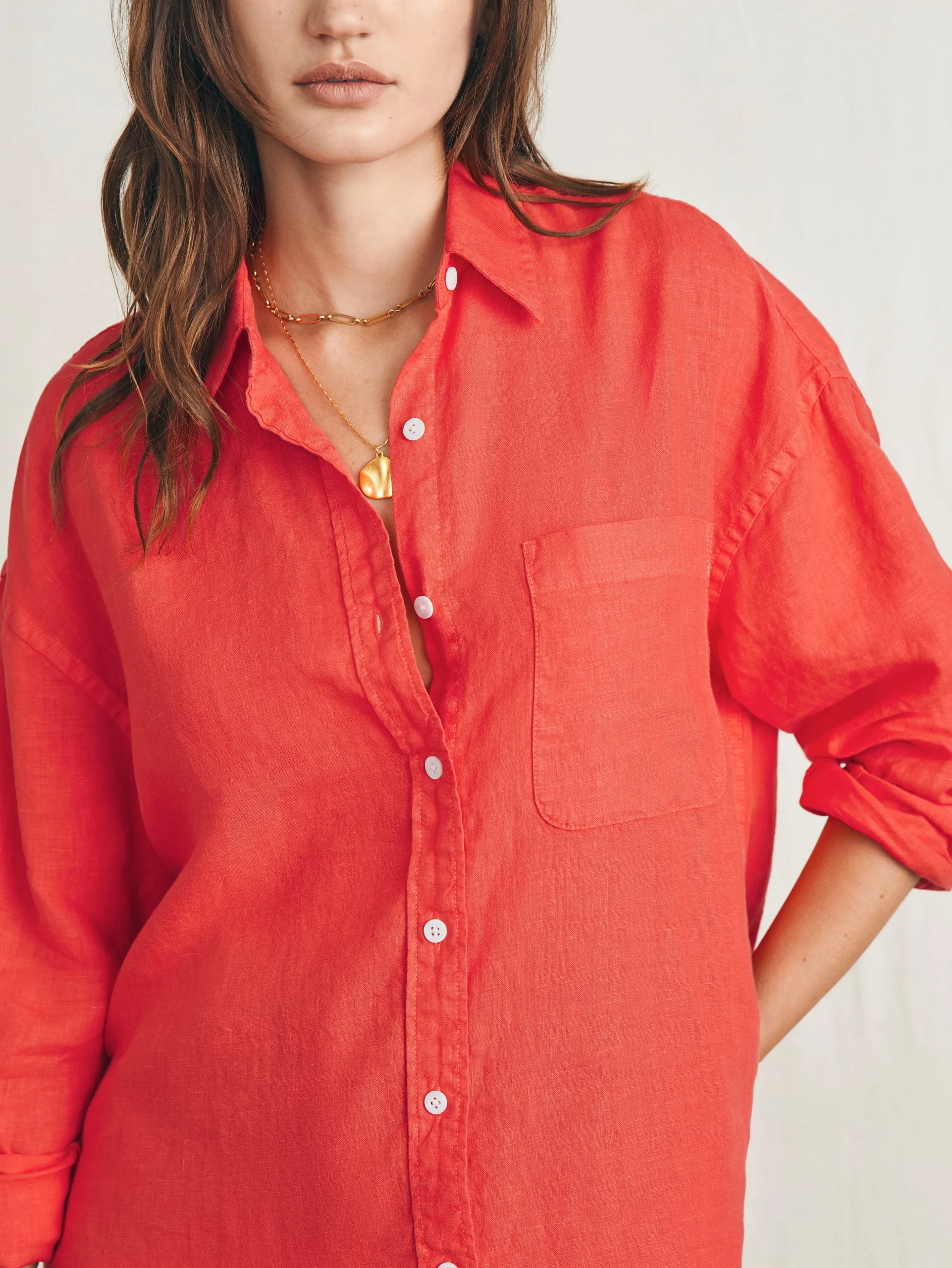 Shirts & Tops^Faherty Brand Laguna Linen Relaxed Shirt - Poppy Red