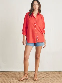 Shirts & Tops^Faherty Brand Laguna Linen Relaxed Shirt - Poppy Red