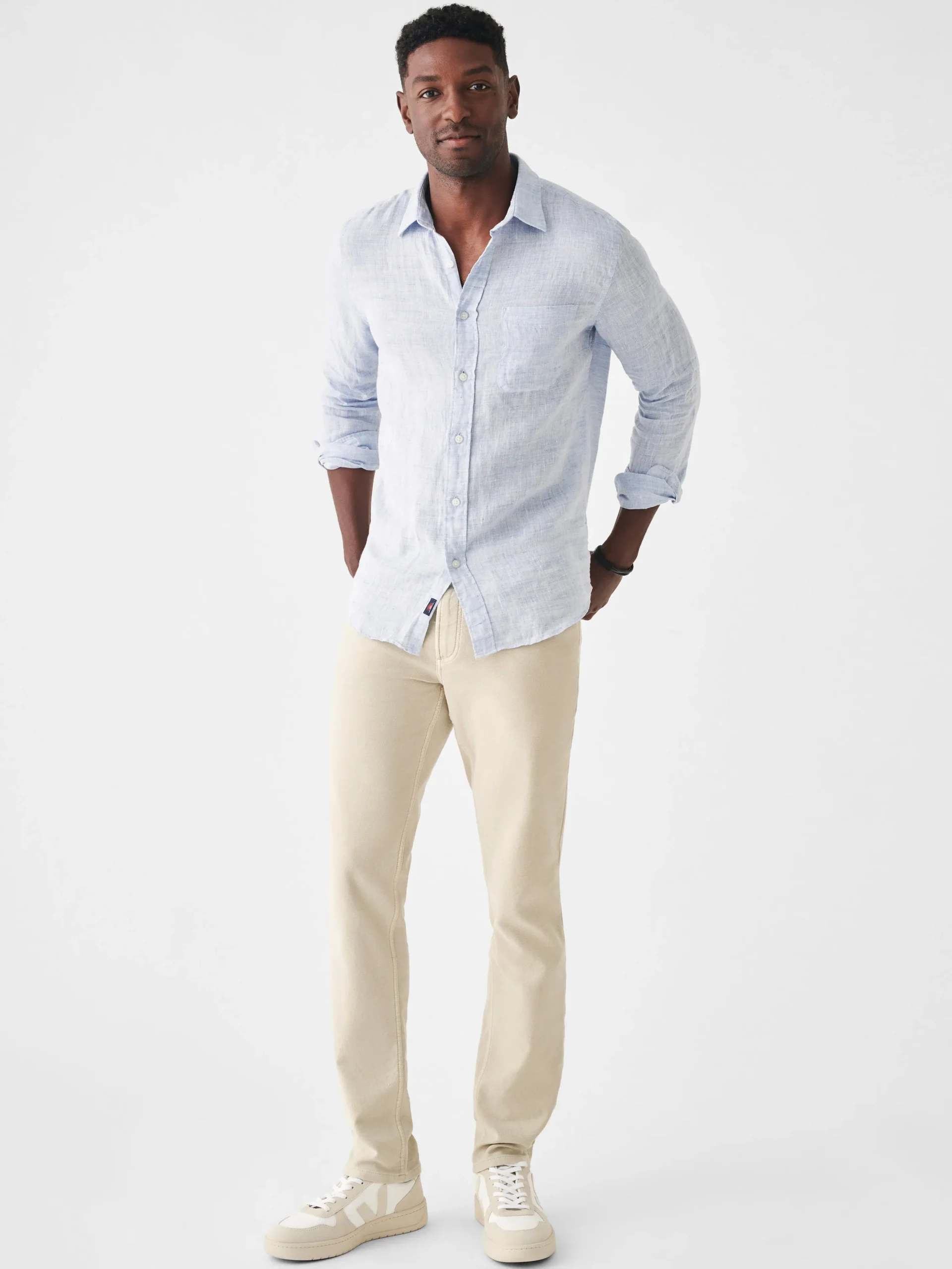 Shirts^Faherty Brand Laguna Linen Shirt - Light Blue Melange