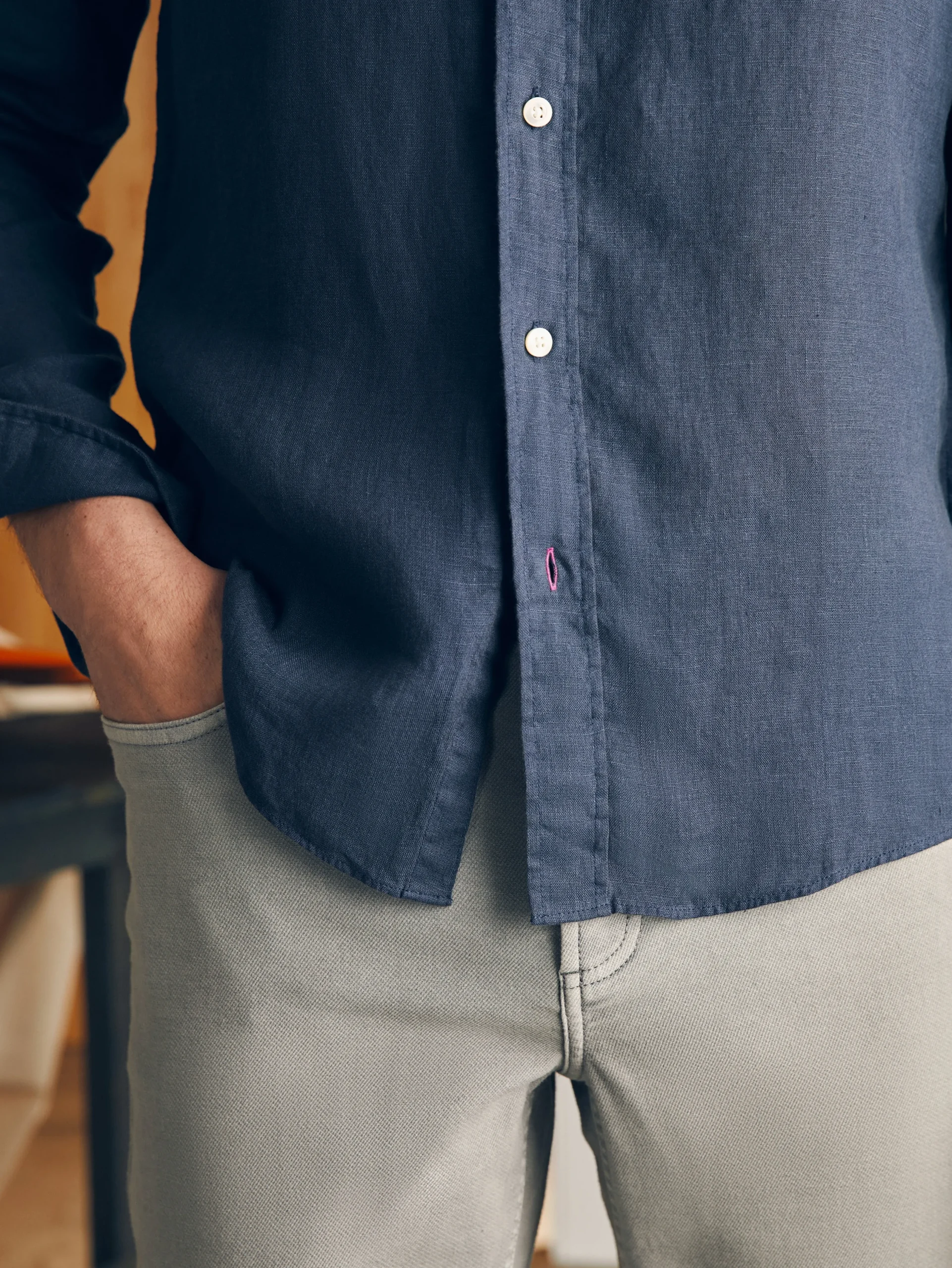 Shirts^Faherty Brand Laguna Linen Shirt - Storm Navy