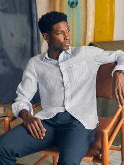 Shirts^Faherty Brand Laguna Linen Shirt - Summer Classic Stripe